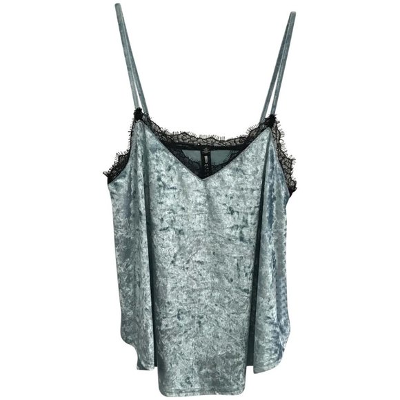 NWT Design Lab Lace Trim Crushed Velvet Tank Top - Picture 1 of 3
